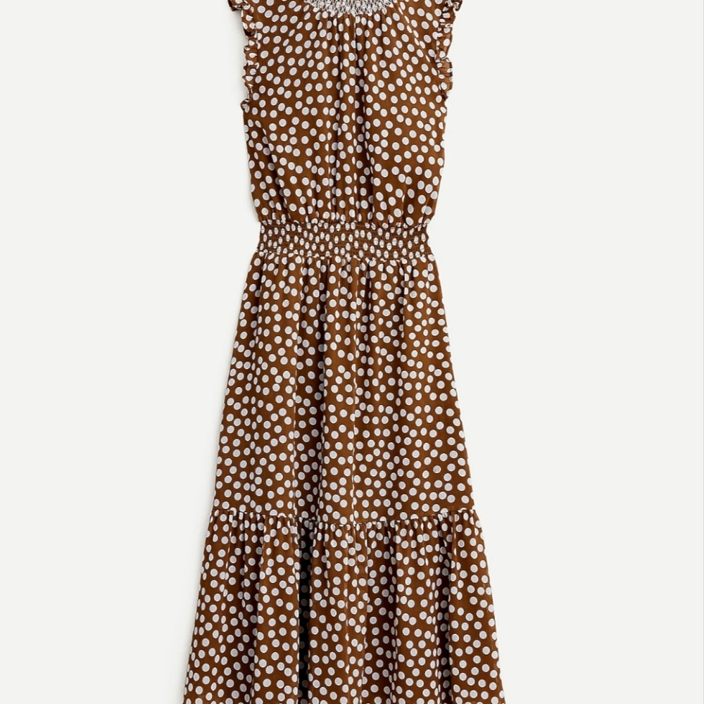 Jcrew Smocked-waist midi dress in polka dot xxl Easter - Picture 4 of 8